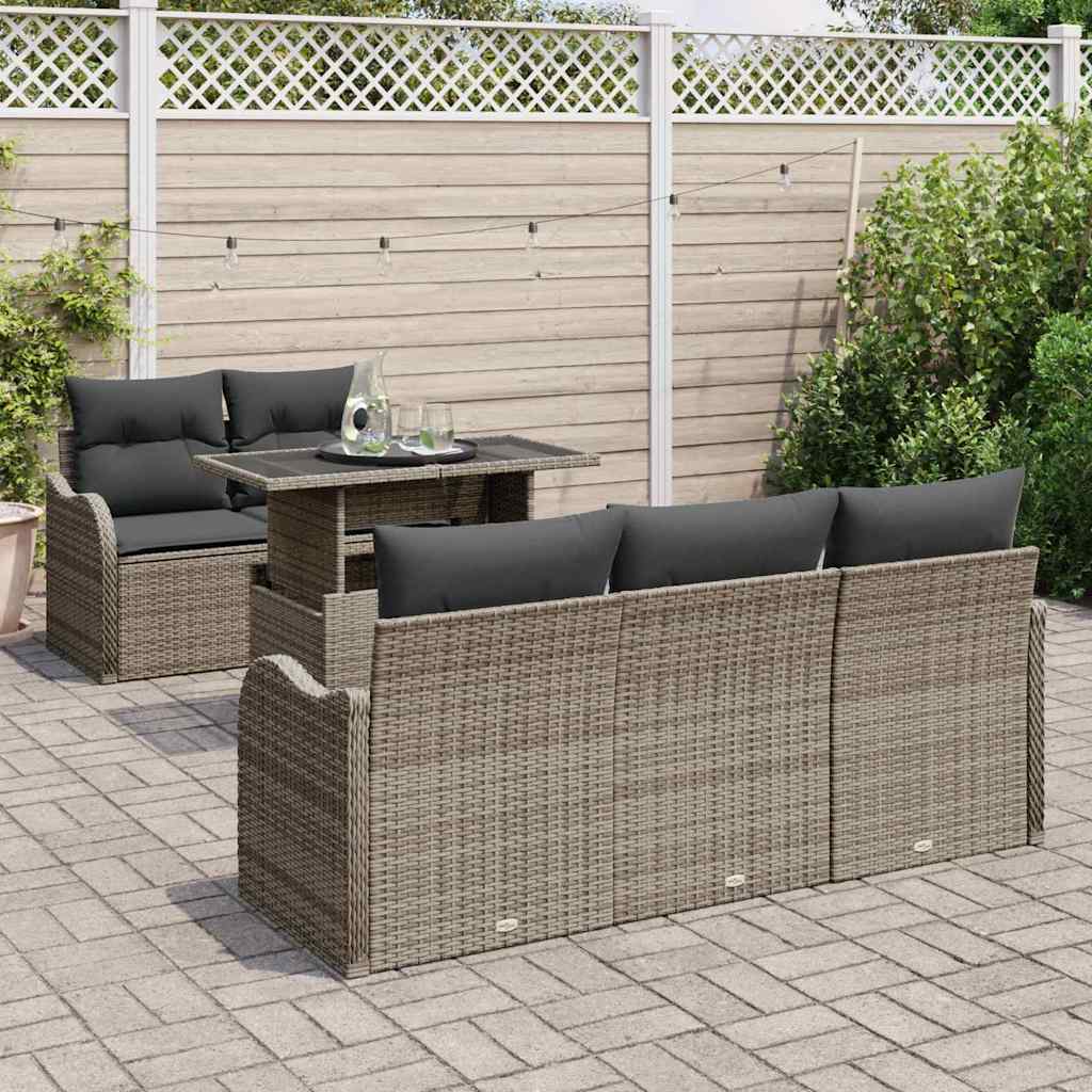 Tuin Sofa Set 6 st Grijs Poly Rattan