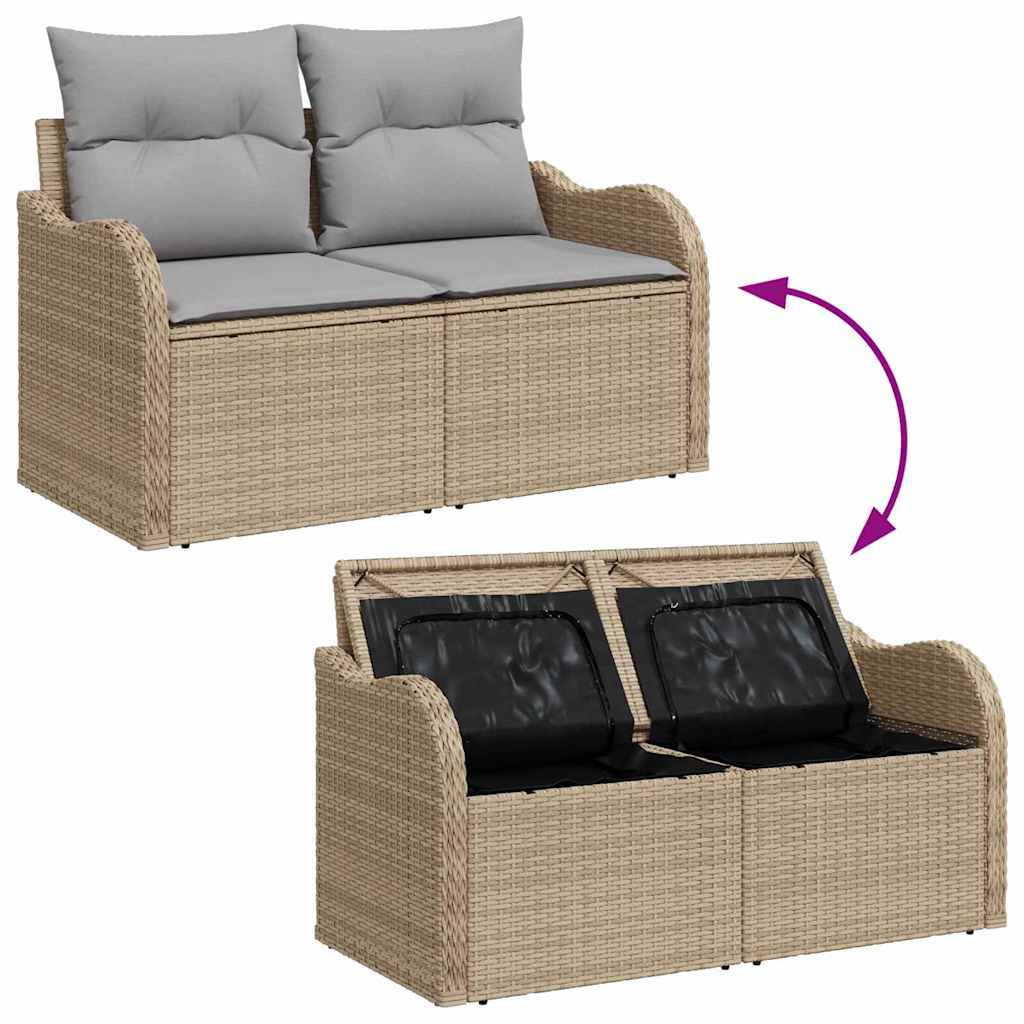 Tuin Sofa Set 6 st Beige Poly Rattan