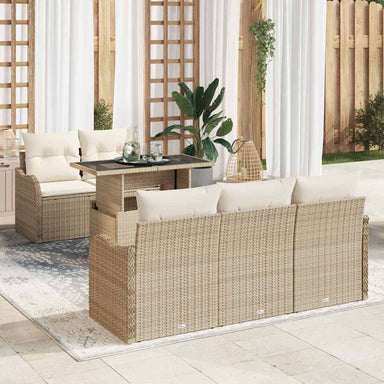 Tuin Sofa Set 6 st Beige Poly Rattan