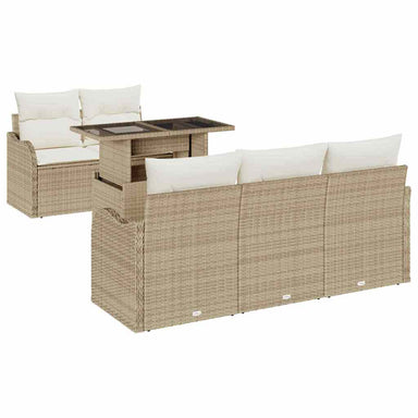 Tuin Sofa Set 6 st Beige Poly Rattan