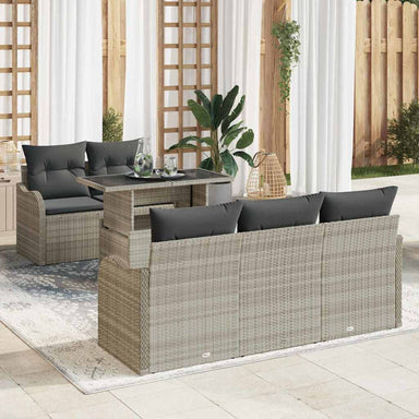Tuin Sofa Set 6 st Lichtgrijs Poly Rattan