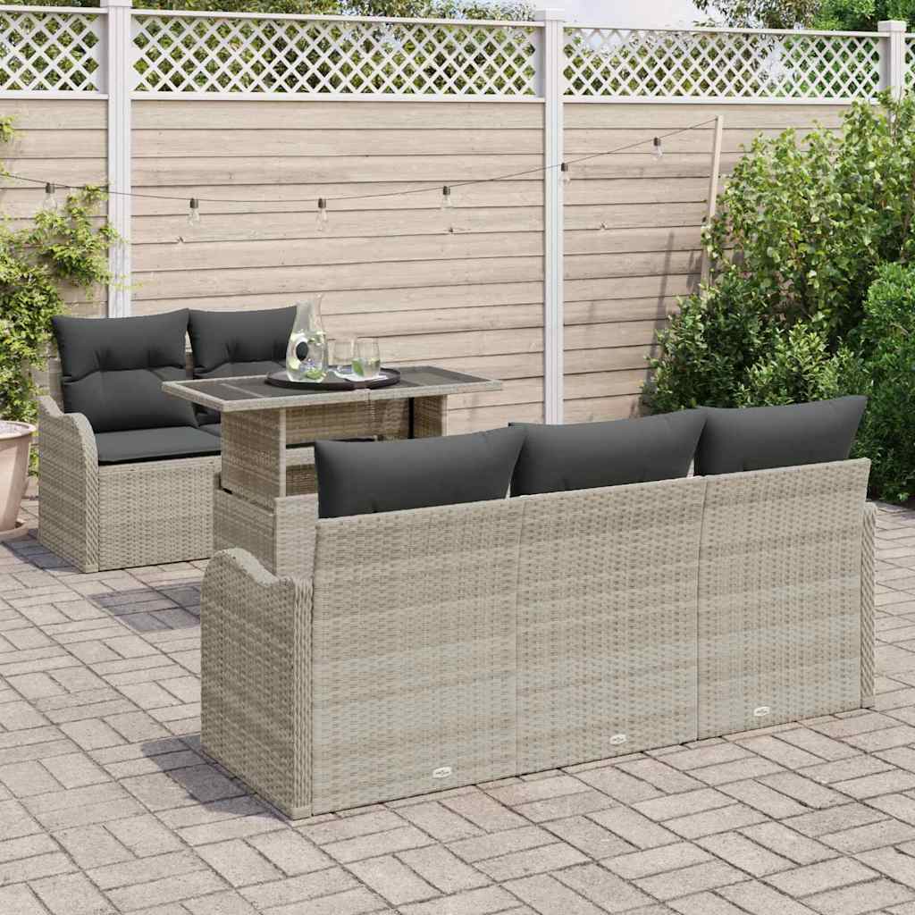 Tuin Sofa Set 6 st Lichtgrijs Poly Rattan