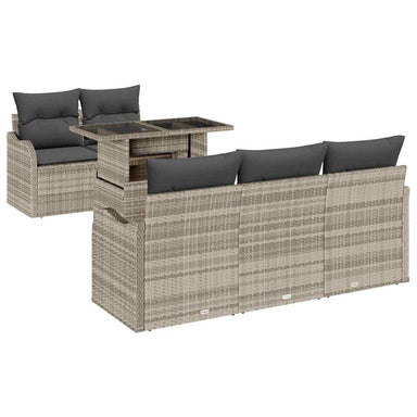 Tuin Sofa Set 6 st Lichtgrijs Poly Rattan