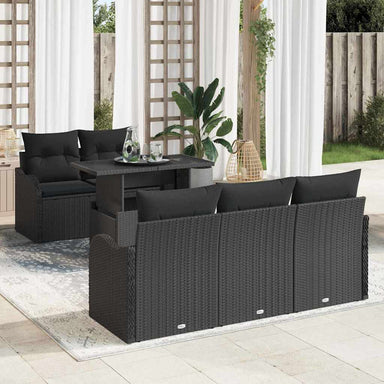 Tuin Sofa Set 6 st Zwart Poly Rattan