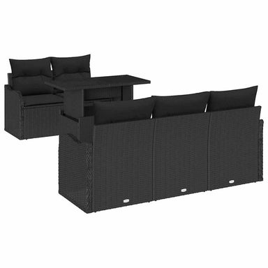 Tuin Sofa Set 6 st Zwart Poly Rattan