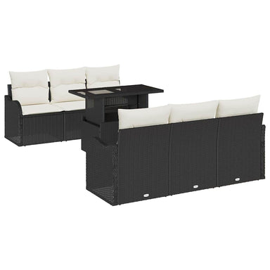 Tuin Sofa Set 7 st 6-Aantal zitplaatsen Zwart Poly Rattan