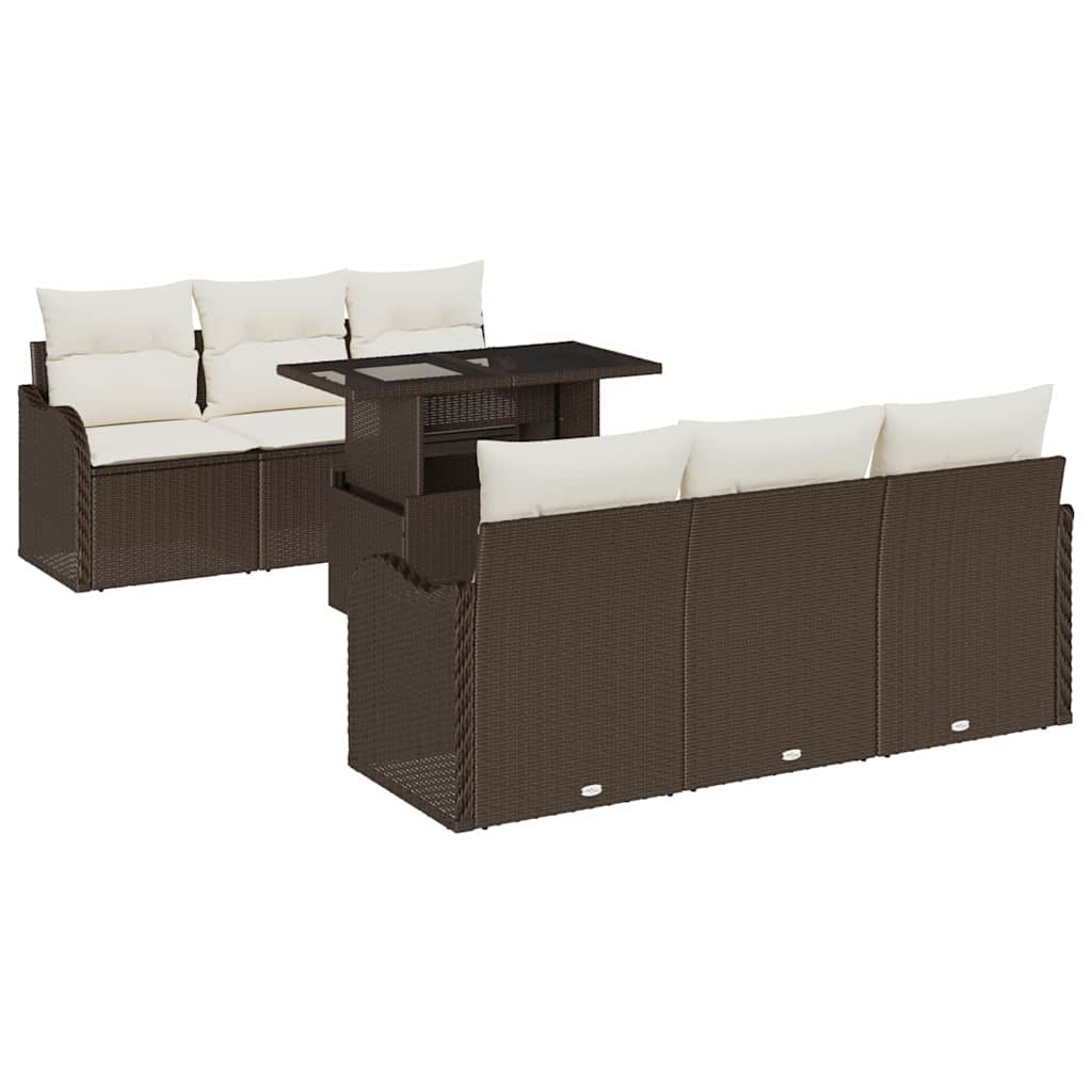 Tuin Sofa Set 7 st 6-Aantal zitplaatsen Bruin Poly Rattan