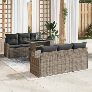 Tuin Sofa Set 7 st 6-Aantal zitplaatsen Grijs Poly Rattan