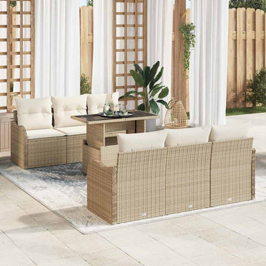 Tuin Sofa Set met kussen met opslag 7 pcs Beige Poly Rattan