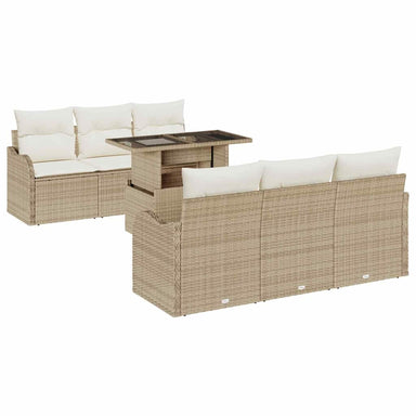 Tuin Sofa Set met kussen met opslag 7 pcs Beige Poly Rattan