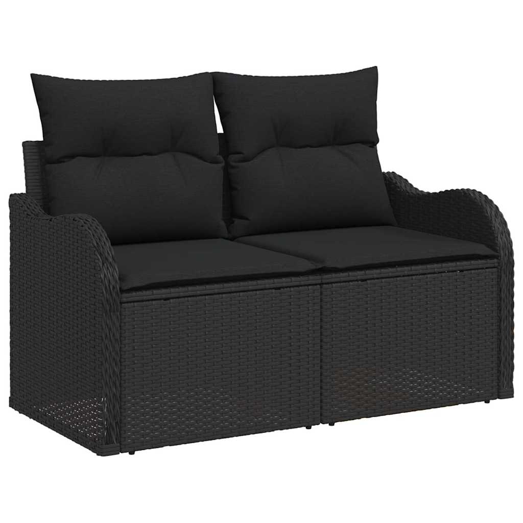 Tuin Sofa Set 7 st 6-Aantal zitplaatsen Zwart Poly Rattan