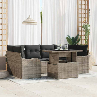 Tuin Sofa Set 7 st 6-Aantal zitplaatsen Grijs Poly Rattan