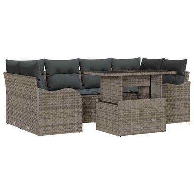 Tuin Sofa Set 7 st 6-Aantal zitplaatsen Grijs Poly Rattan