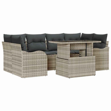 Tuin Sofa Set 7 st 6-Aantal zitplaatsen Lichtgrijs Poly Rattan
