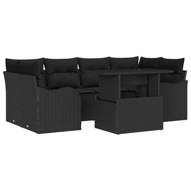 Tuin Sofa Set 7 st 6-Aantal zitplaatsen Zwart Poly Rattan