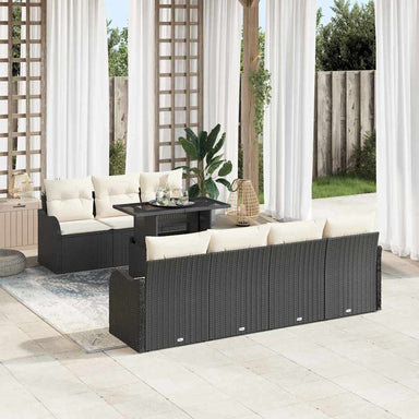 Tuin Sofa Set 8 st 7-Aantal zitplaatsen Zwart Poly Rattan