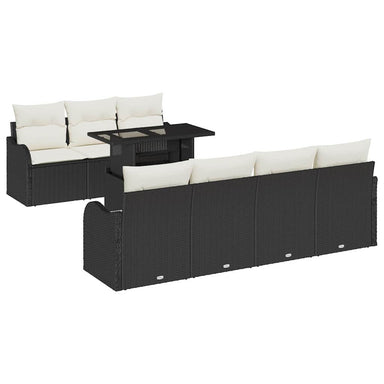 Tuin Sofa Set 8 st 7-Aantal zitplaatsen Zwart Poly Rattan