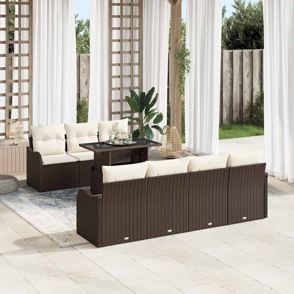 Tuin Sofa Set 8 st 7-Aantal zitplaatsen Bruin Poly Rattan
