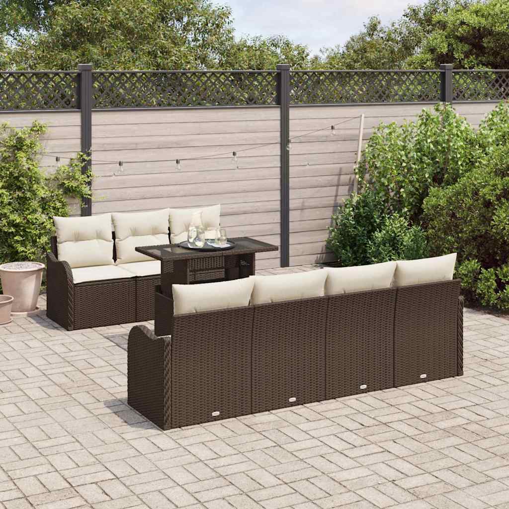 Tuin Sofa Set 8 st 7-Aantal zitplaatsen Bruin Poly Rattan