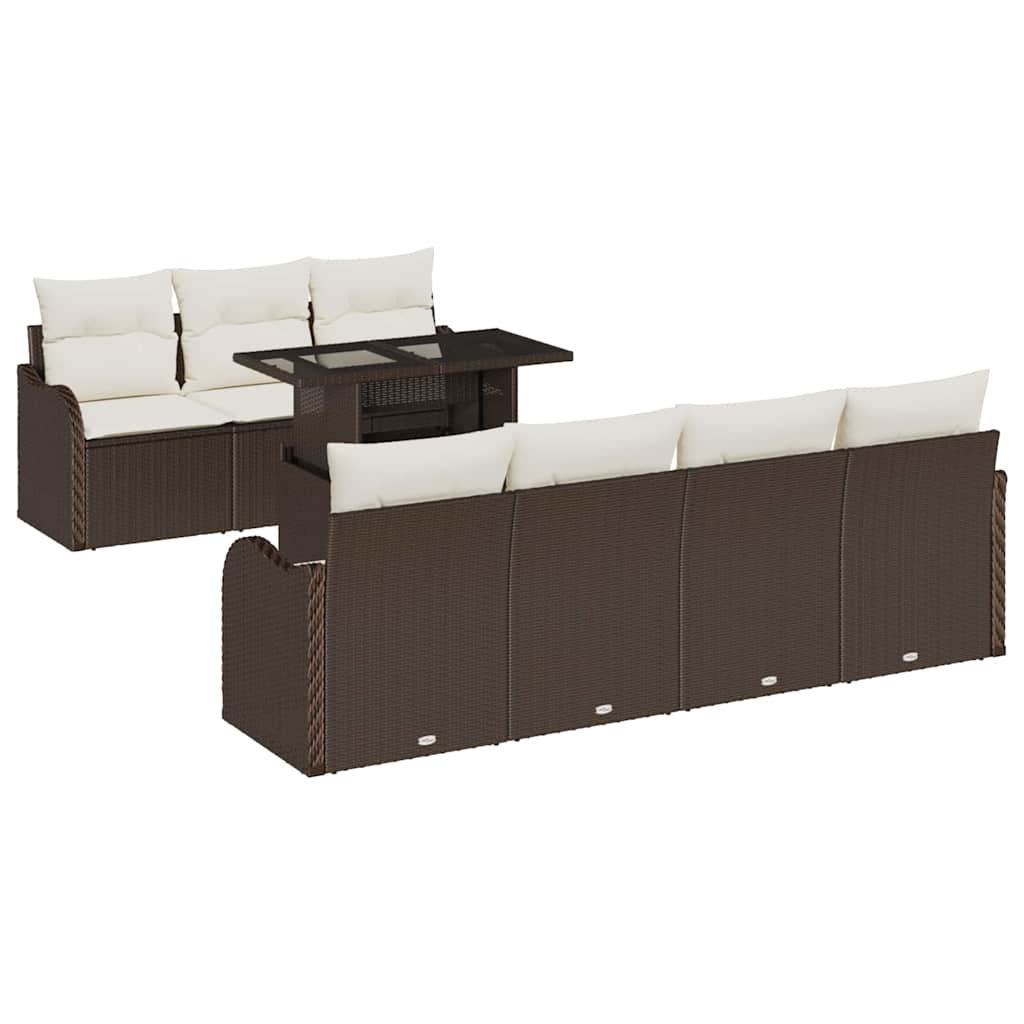 Tuin Sofa Set 8 st 7-Aantal zitplaatsen Bruin Poly Rattan