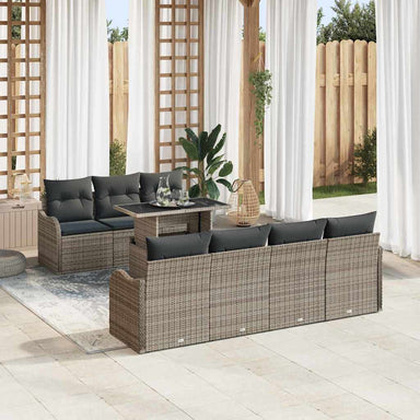 Tuin Sofa Set 8 st 7-Aantal zitplaatsen Grijs Poly Rattan