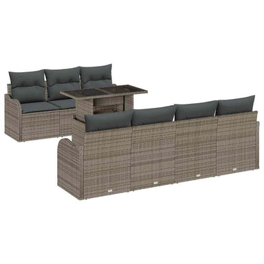 Tuin Sofa Set 8 st 7-Aantal zitplaatsen Grijs Poly Rattan