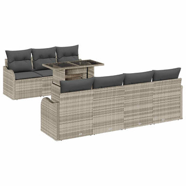 Tuin Sofa Set 8 st 7-Aantal zitplaatsen Lichtgrijs Poly Rattan