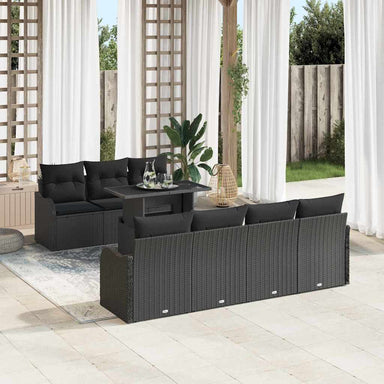 Tuin Sofa Set 8 st 7-Aantal zitplaatsen Zwart Poly Rattan