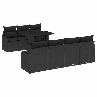 Tuin Sofa Set 8 st 7-Aantal zitplaatsen Zwart Poly Rattan
