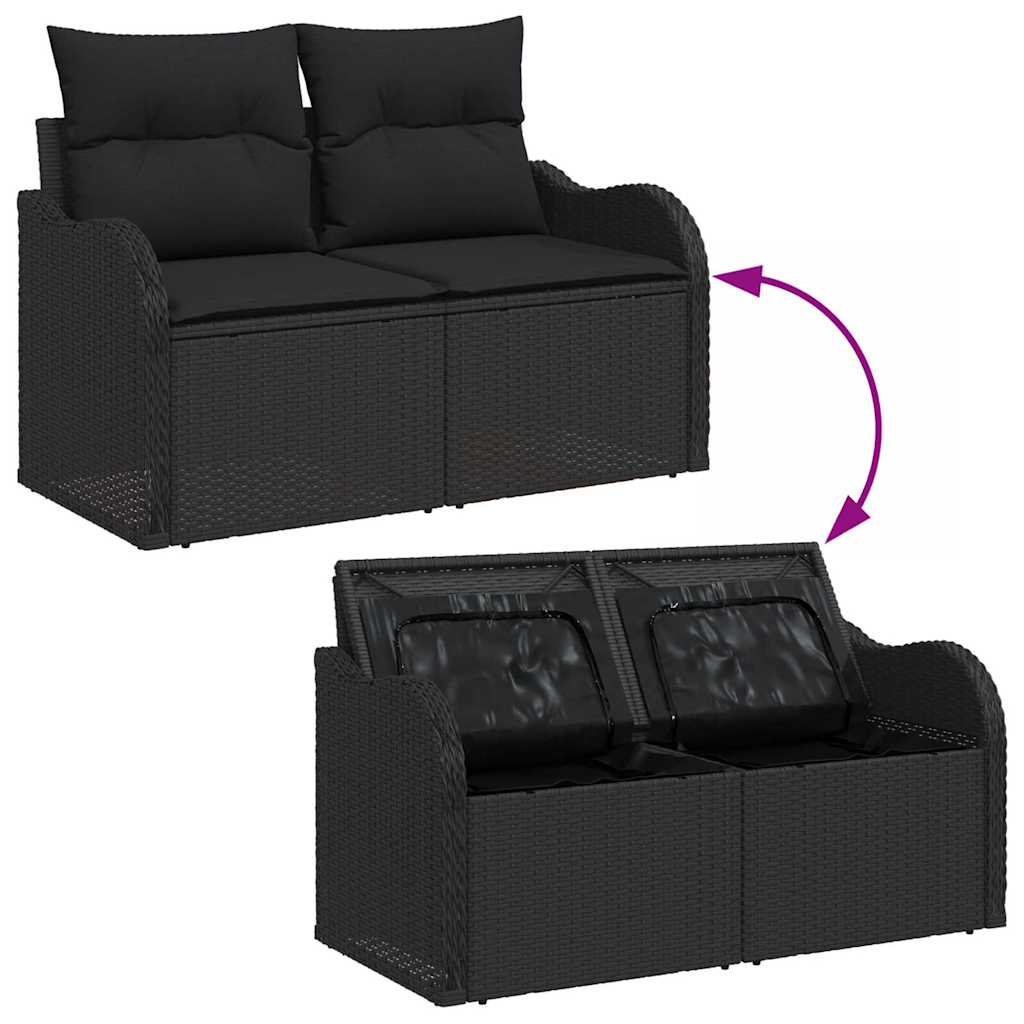 Tuin Sofa Set 8 st 7-Aantal zitplaatsen Zwart Poly Rattan