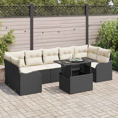 Tuin Sofa Set 8 st 7-Aantal zitplaatsen Zwart Poly Rattan