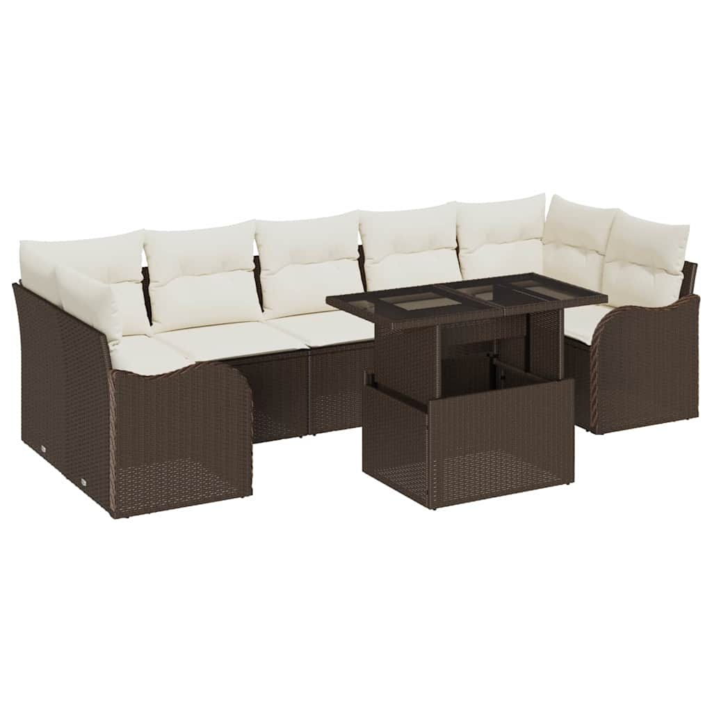 Tuin Sofa Set 8 st 7-Aantal zitplaatsen Bruin Poly Rattan