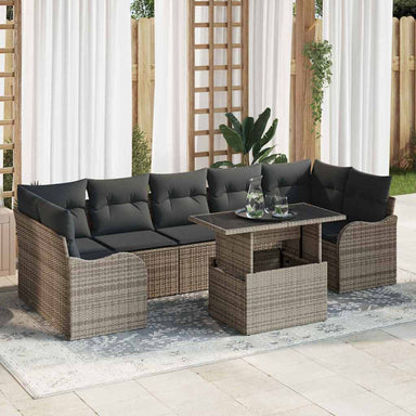 Tuin Sofa Set 8 st 7-Aantal zitplaatsen Grijs Poly Rattan