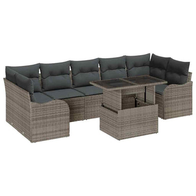 Tuin Sofa Set 8 st 7-Aantal zitplaatsen Grijs Poly Rattan