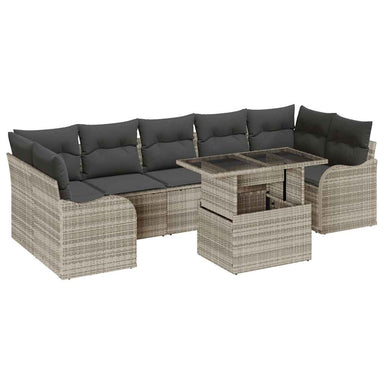 Tuin Sofa Set 8 st 7-Aantal zitplaatsen Lichtgrijs Poly Rattan