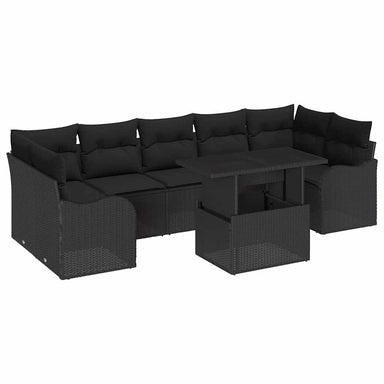 Tuin Sofa Set 8 st 7-Aantal zitplaatsen Zwart Poly Rattan