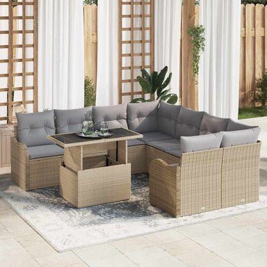 Tuinbankenset 9 st 8-Aantal zitplaatsen Beige Polyrattan