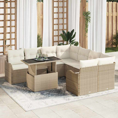 Tuinbankenset 9 st 8-Aantal zitplaatsen Beige Polyrattan