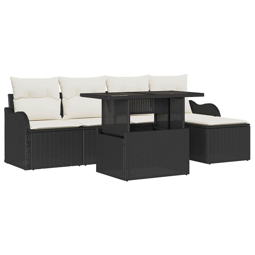 Tuinbankenset 6 st Zwart [Synthetisch]: Polyrattan