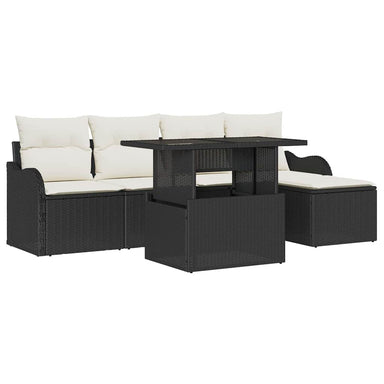 Tuinbankenset 6 st Zwart [Synthetisch]: Polyrattan