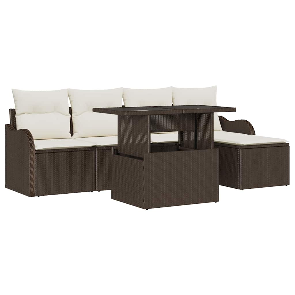Tuinbankenset 6 st Bruin [Synthetisch]: Polyrattan