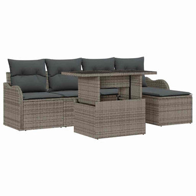 Tuinbankenset 6 st Grijs [Synthetisch]: Polyrattan