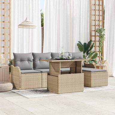 Tuinbankenset 6 st Beige [Synthetisch]: Polyrattan