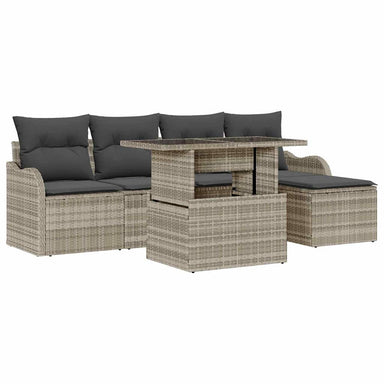 Tuinbankenset 6 st Lichtgrijs [Synthetisch]: Polyrattan