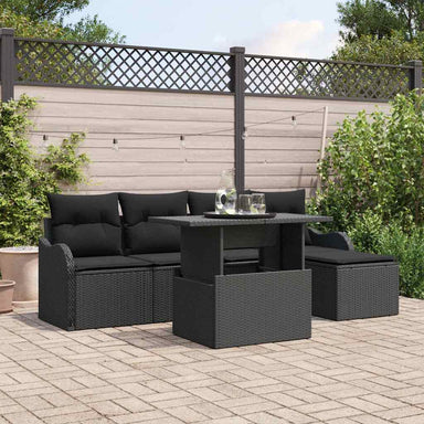 Tuinbankenset 6 st Zwart [Synthetisch]: Polyrattan