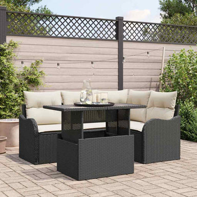 Tuin Sofa Set 5 st Zwart Poly Rattan