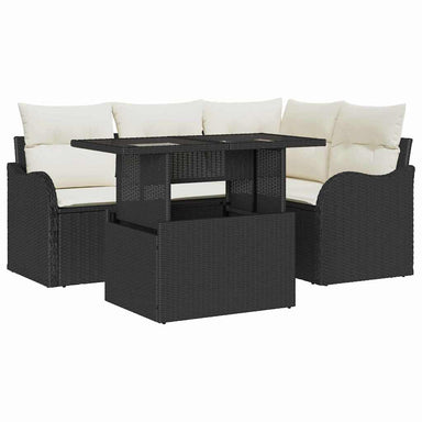Tuin Sofa Set 5 st Zwart Poly Rattan