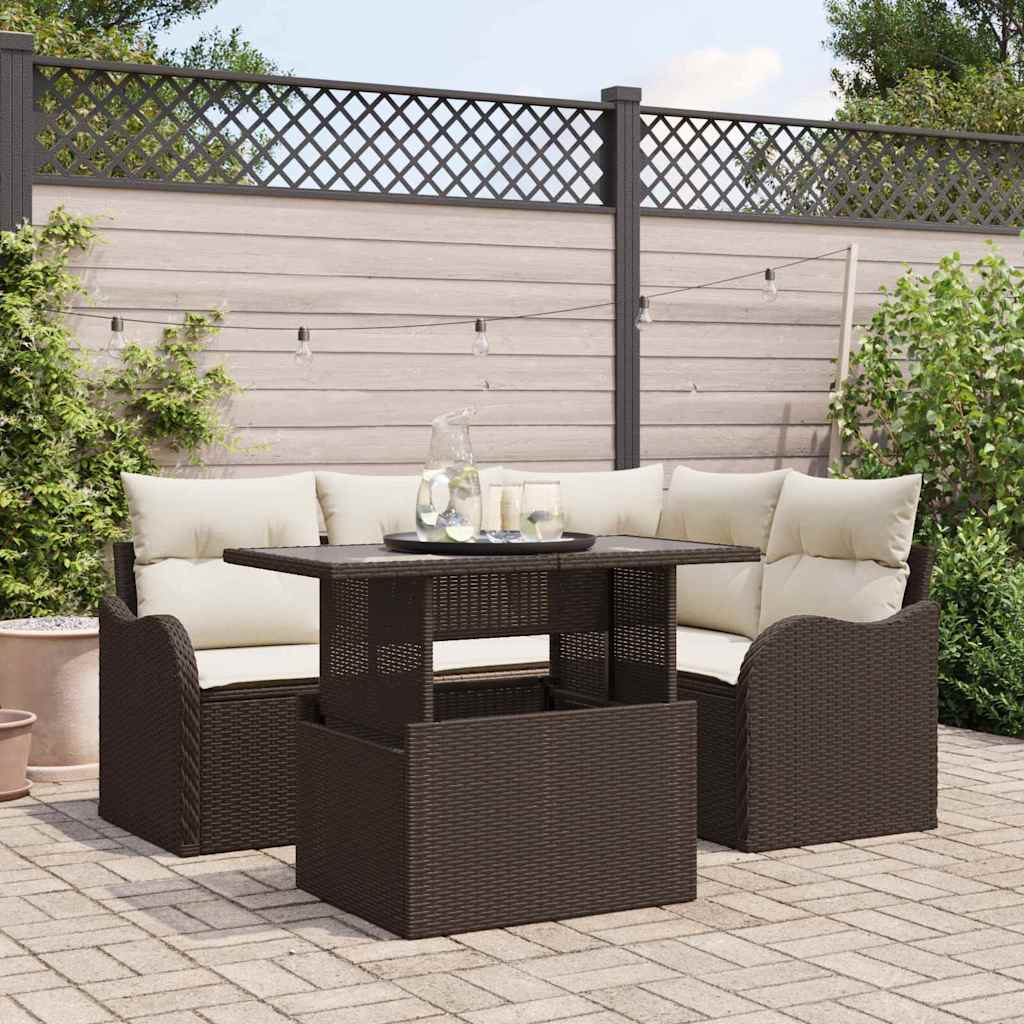 Tuin Sofa Set 5 st Bruin Poly Rattan