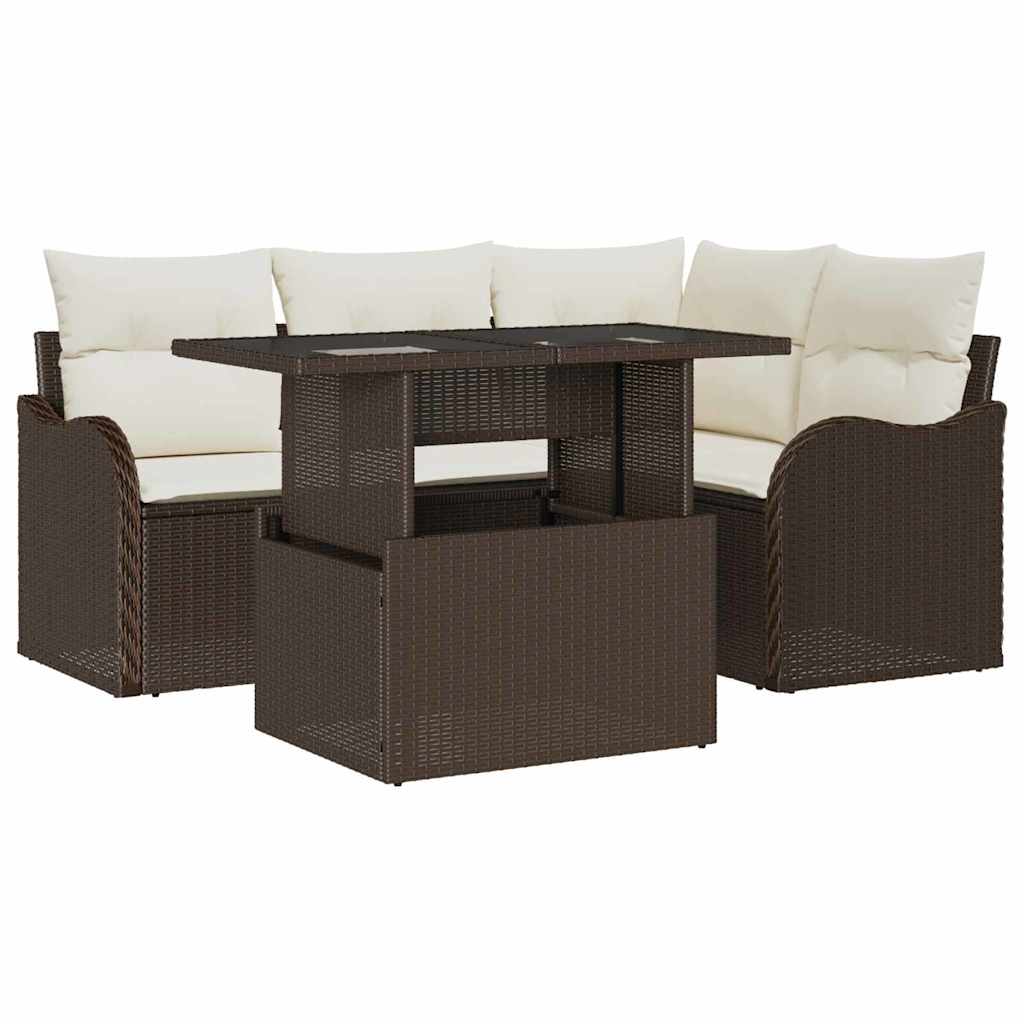 Tuin Sofa Set 5 st Bruin Poly Rattan