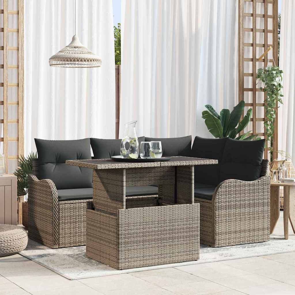 Tuin Sofa Set 5 st Grijs Poly Rattan